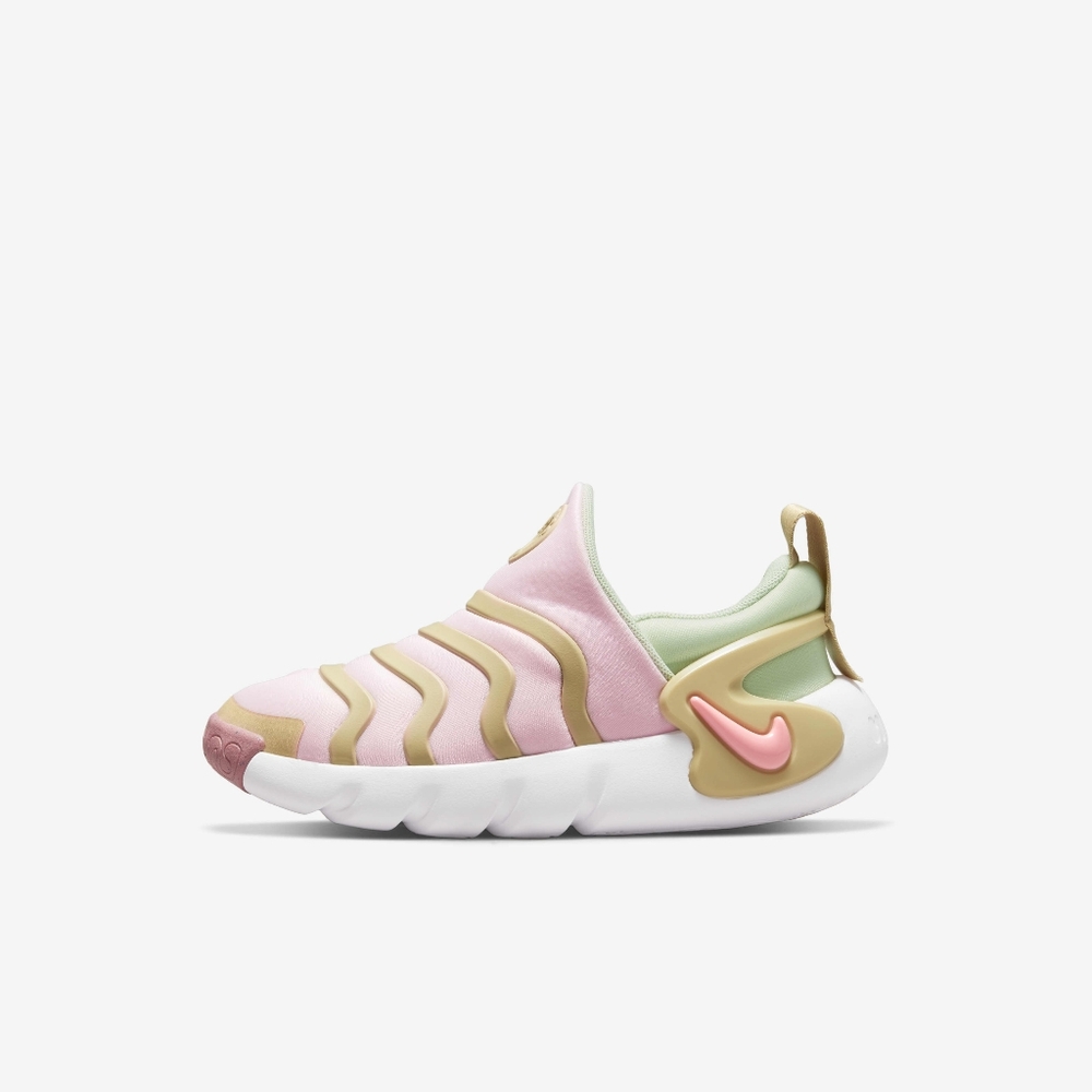 Nike Kids Dynamo Go Easy Slip-On Sneakers - Pink, Green, Gold 1.5Y